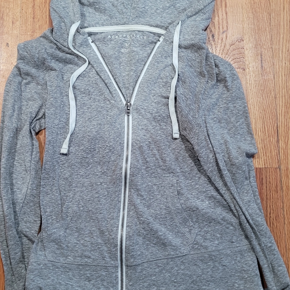 Aeropostale Heather Gray Full-Zip Hooded Sweatshirt